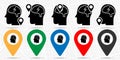 Marijuana, epilepsy, brain icon in location set. Simple glyph, flat illustration element of marijuana theme icons
