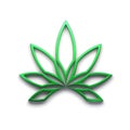 Marijuana lineal flower or cannabis leaf weed green color style logo icon isolated on white background. 3D Render