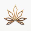 Marijuana minmalist leaves cannabis bronze color style logo icon isolated on white background. 3D Render illustration