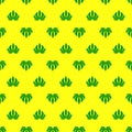 Marijuana ganja heart shape weed hemp leafs seamless pattern yellow background