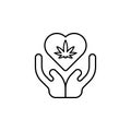 marijuana, heart, save, armicon. Simple thin line, outline of Marijuana icons for UI and UX, website or mobile application