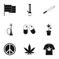 Marijuana icons set, simple style
