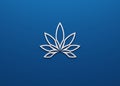 Cannabis plant in minimalist style icon 7x5 inches ratio isolated on blue background. 3D Render illustration