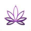 Cannabis plant in violet color lineal minimalist style icon isolated on white background. 3D Render illustration