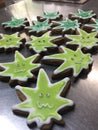 Marijuana leaf cookies