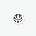 Marijuana leaf logo. Medical cannabis sticker icon
