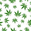 Marijuana leaf seamless pattern. Medical cannabis plant, Herbal indica sativa. Natural hemp background. Addiction smoke