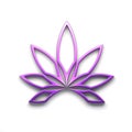 Marijuana lineal flower or cannabis leaf weed violet color style logo icon isolated on white background. 3D Render