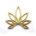 Marijuana lineal flower or cannabis leaf weed violet color style logo icon isolated on white background. 3D Render