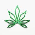 Marijuana minmalist leaves cannabis green color style logo icon isolated on white background. 3D Render illustration