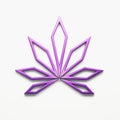 Marijuana minmalist leaves cannabis purple color style logo icon isolated on white background. 3D Render illustration