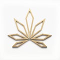 Marijuana minmalist leaves cannabis wood style logo icon isolated on white background. 3D Render illustration