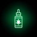 Marijuana weed outline icon in neon style. Can be used for web, logo, mobile app, UI, UX