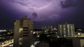 Rain clouds loaded with lightning and lightning arrive in the city of MariÂ­lia Royalty Free Stock Photo