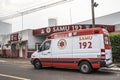 Ambulance parked in headquarte of SAMU, Mobile Emergency Care System