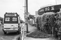 Ambulance parked in front of a SAMU post, Mobile Emergency Service, in the