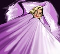 Marilyn Monroe in a violett bed Royalty Free Stock Photo