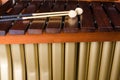 Marimba keys and resonators close up