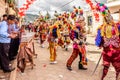 Marimba musicians & traditional folk dancers in street, Guatemala