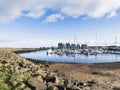 Marina at Amble, Northumberland, UK with copy space Royalty Free Stock Photo