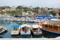 Marina Antalya with old town city walls
