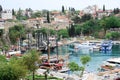 Marina Antalya with old town city walls