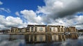 Marina Apartment blocks with big bright cloudy sky and reflections Royalty Free Stock Photo