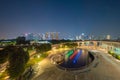 Marina Barrage. Singapore Downtown skyline at night. Financial district and business centers in technology smart urban city in Royalty Free Stock Photo