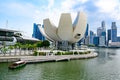 Singapore, ArtScience Museum at Marina Bay and Financial District in the background