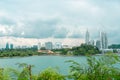 Marina bay city view from Sentosa island in Singapore Royalty Free Stock Photo