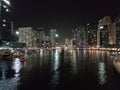 Marina bay night scene dubai UAE Royalty Free Stock Photo