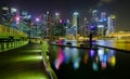 Marina Bay at night Suitable for strolling to see the beautiful scenery of Singapore. Royalty Free Stock Photo