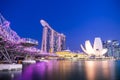 Marina Bay Sand and Art Science Museum in Singapore at night time Royalty Free Stock Photo