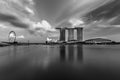 SINGAPORE, SINGAPORE - NOV 19, 2017: Marina Bay Sands, Singapore in Black and white Royalty Free Stock Photo