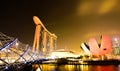 Marina bay sands with helix bridge and artscience museum Royalty Free Stock Photo