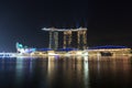 Marina Bay Sands hotel with light and laser show in Singapore Royalty Free Stock Photo