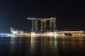 Marina Bay Sands hotel at night with light and laser show in Singapore Royalty Free Stock Photo