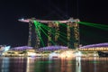 Marina Bay Sands hotel at night with light and laser show in Singapore Royalty Free Stock Photo