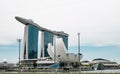 Singapore-13 APR 2019:Marina Bay Sands is an integrated hotel on a background of sky during the cloudy day Royalty Free Stock Photo