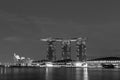 Marina Bay Sands in Singapore black and white Royalty Free Stock Photo