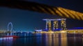 Marina Bay Sands Singapore landscape by night. Royalty Free Stock Photo