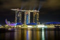 MARINA BAY,SINGAPORE - APRIL 10,2016:laser show at Marina Bay Sands Hotel in night at Singapore