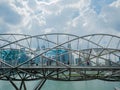 MARINA BAY - SINGAPORE, 24 NOV 2018: The Helix Bridge is a pedestrian bridge linking Marina Centre with Marina South in the Marina