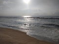 Marina Beach Morning sun rise, with beautiful waves, Chennai, India - July 30, 2022 Royalty Free Stock Photo