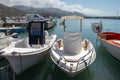 Marina boats docked. Industrial fishing boats are moored in port Royalty Free Stock Photo