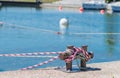 Marina bollard bitt at jetty for boats, ships and yachts moori Royalty Free Stock Photo