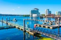 Marina at Cardiff bay at Welsh capital Cardiff Royalty Free Stock Photo