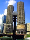 Marina City - complex of two cylindrical towers near the Chicago River Royalty Free Stock Photo