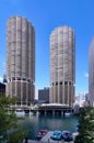 Marina City condo apartments, unusual round buildings with marina on the Chicago River Royalty Free Stock Photo