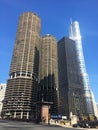 Marina City, The Langham and The Trump Tower in Chicago, Illinois, USA Royalty Free Stock Photo